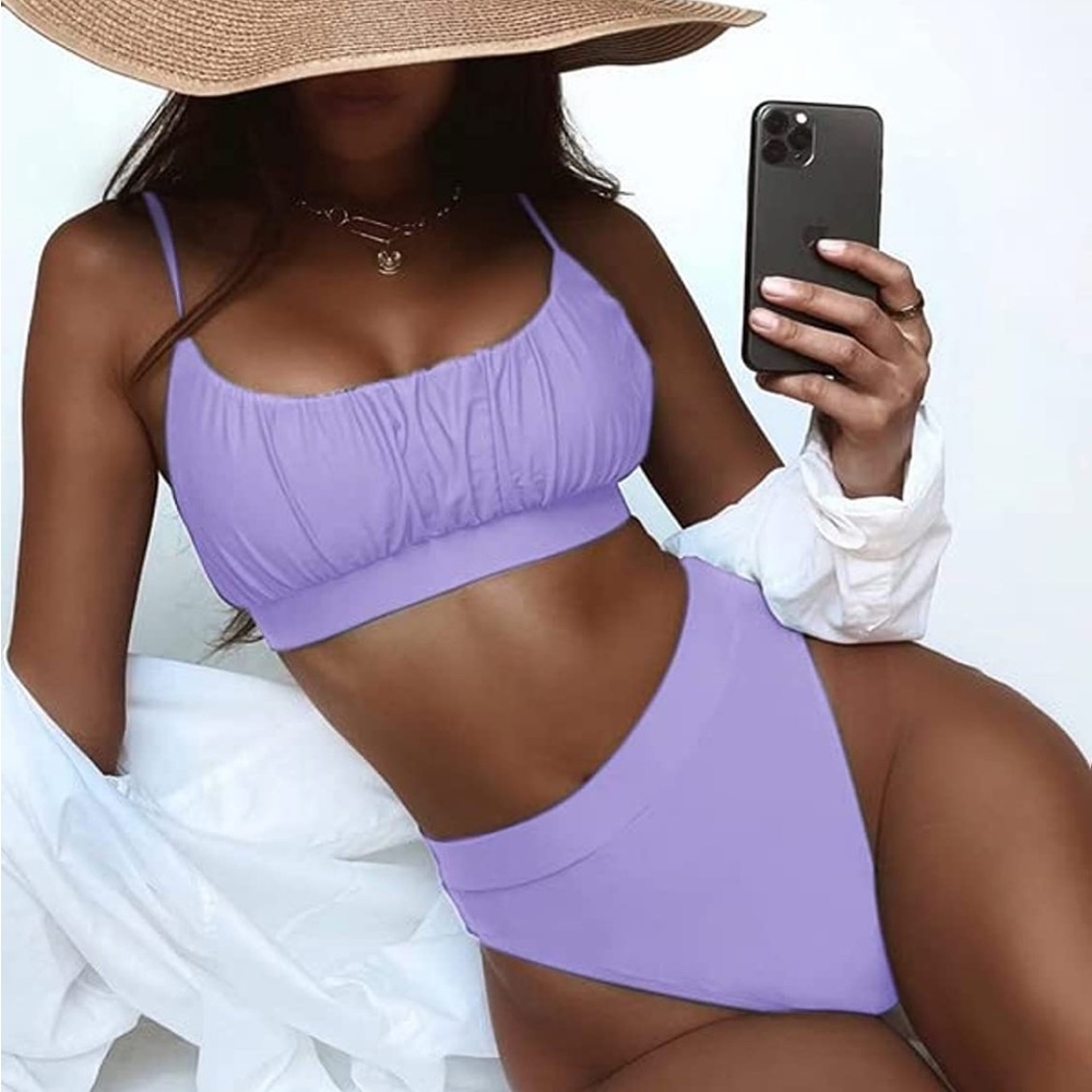 Lavender High Waist Swimsuit 2-piece